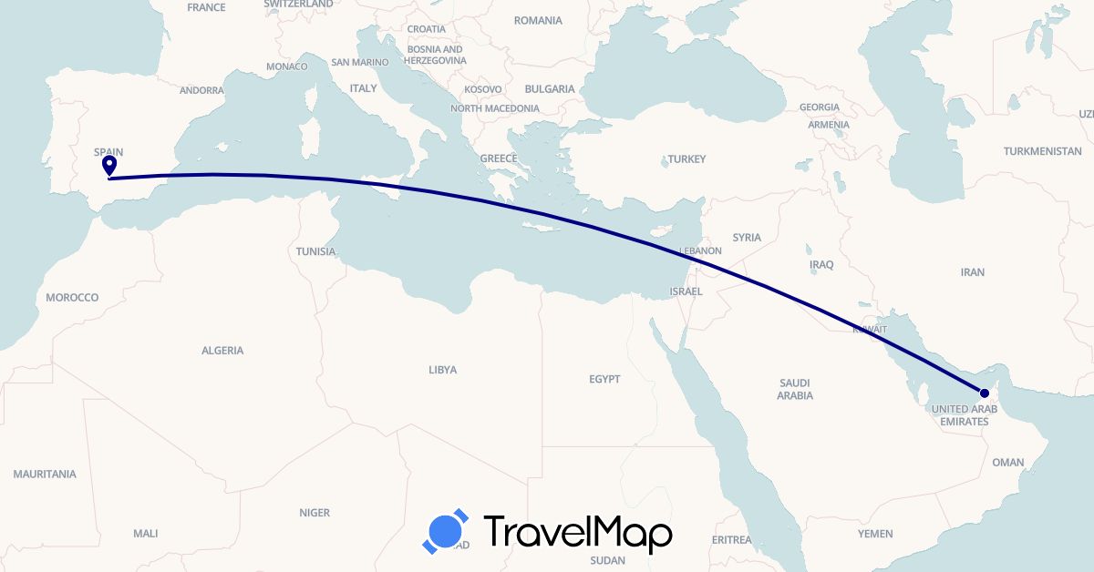 TravelMap itinerary: driving in United Arab Emirates, Spain (Asia, Europe)